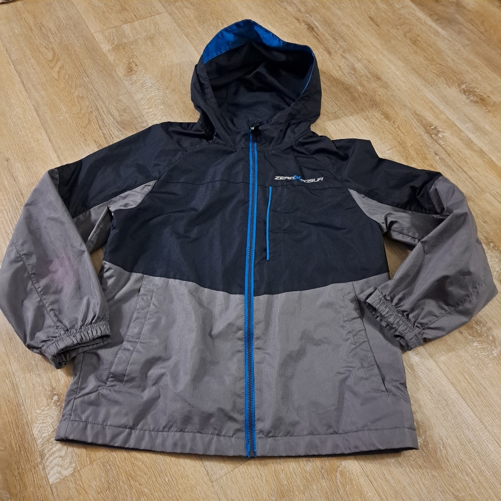 ZeroXposure Kids' Two-Tone Hooded Jacket Blue Gray Boy's Size Medium 10-12